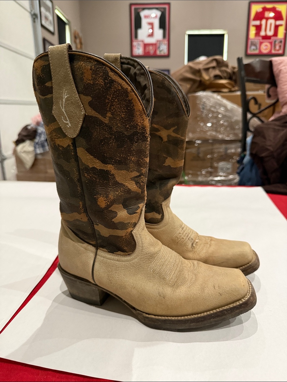 Cabela's Tan Leather Foot with Camouflage Shaft Women's Heeled Boots